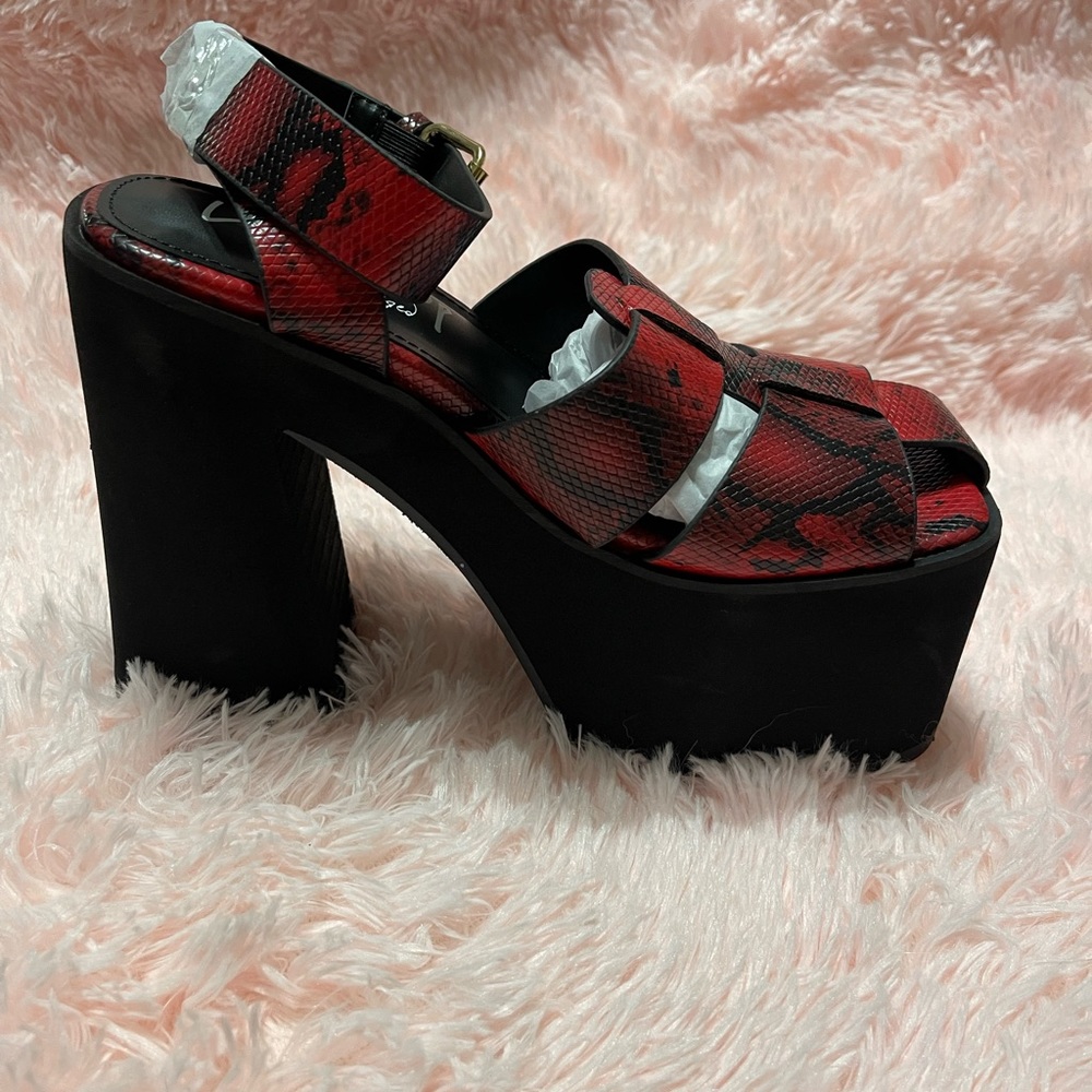 Red Lyric Platform Heels